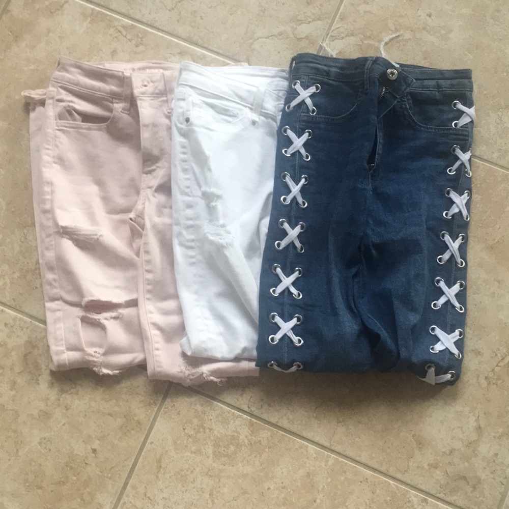 3 pairs of jeans.